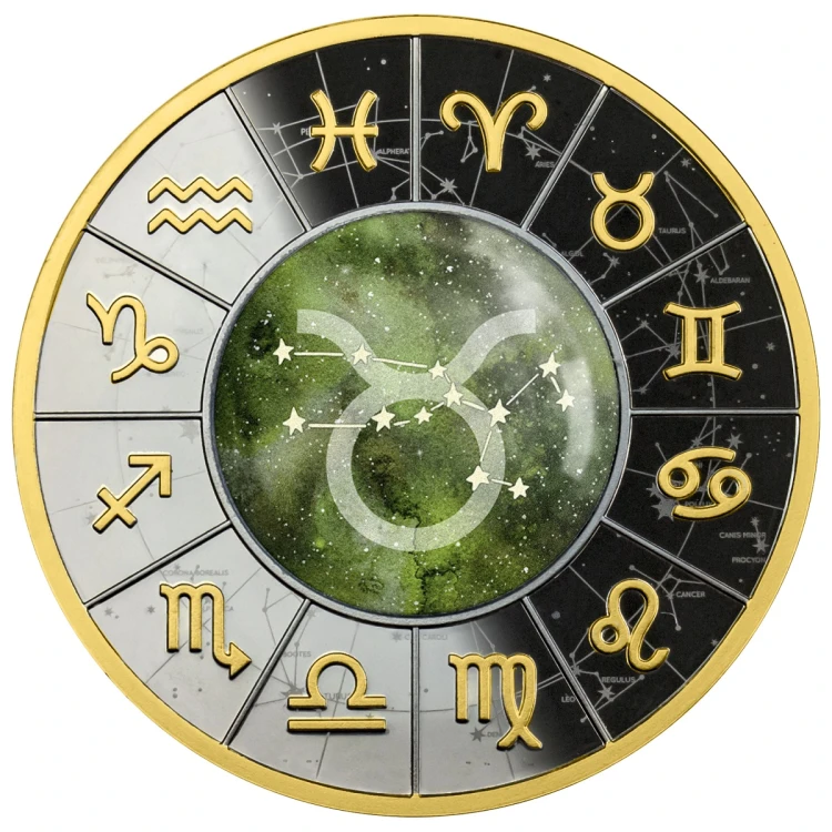 Srebrna moneta 500 CFA Znaki Zodiaku Byk 2023 rewers