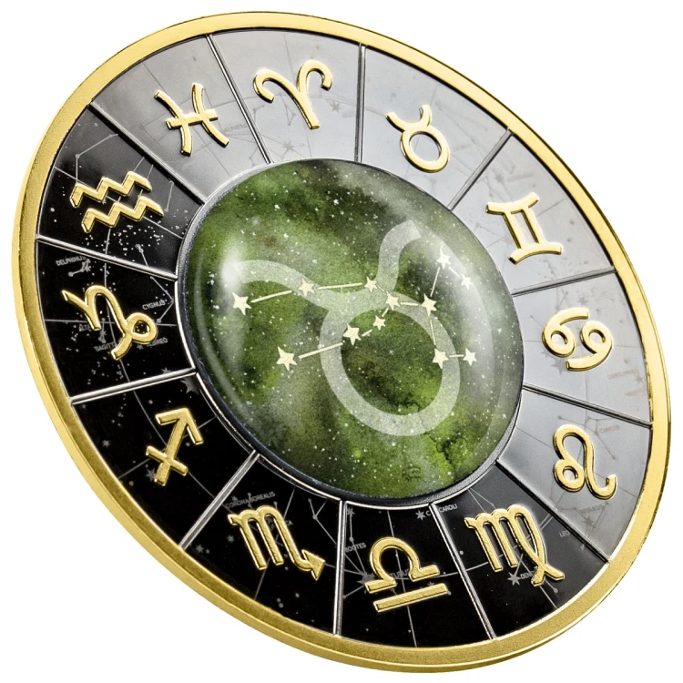 Srebrna moneta 500 CFA Znaki Zodiaku Byk 2023 rant