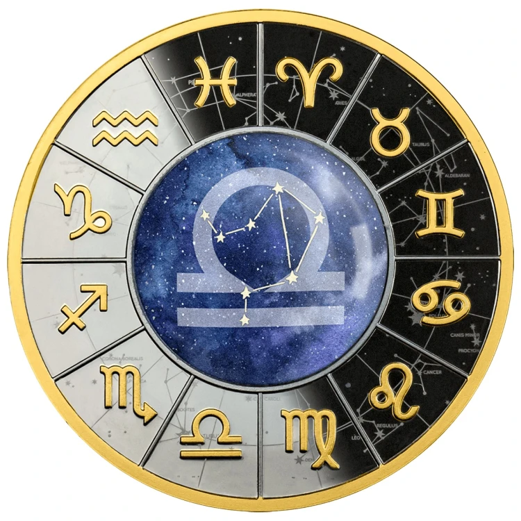 Srebrna moneta 500 CFA Waga, Seria: Znaki zodiaku 2023