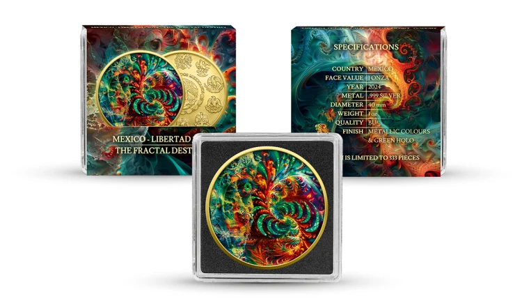 1 uncja, The Fractal Destiny Mexico Libertad, Srebrna moneta uszlachetniona