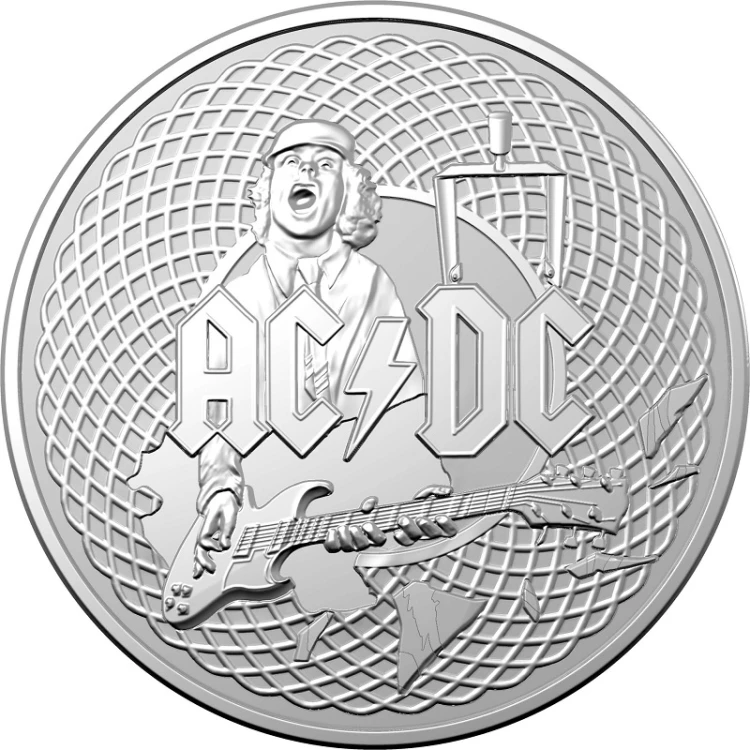 Srebrna moneta 1$ AC/DC rewers