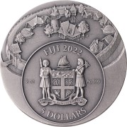 Srebrna moneta 5$ 50 lat komiksu 1972-2022 Kajko i Kokosz awers