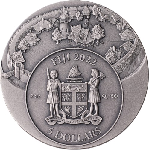 Srebrna moneta 5$ 50 lat komiksu 1972-2022 Kajko i Kokosz awers