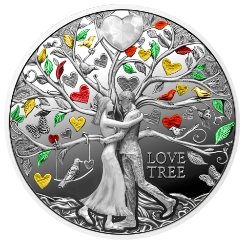 1$, Drzewo miłości – Love tree, Srebrna , rewersmoneta