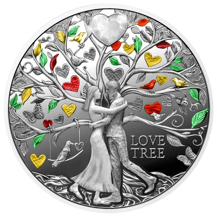 1$, Drzewo miłości – Love tree, Srebrna , rewersmoneta