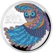 Srebrna moneta 1$ Sowa, Seria: Zwierzęta mocy rewers