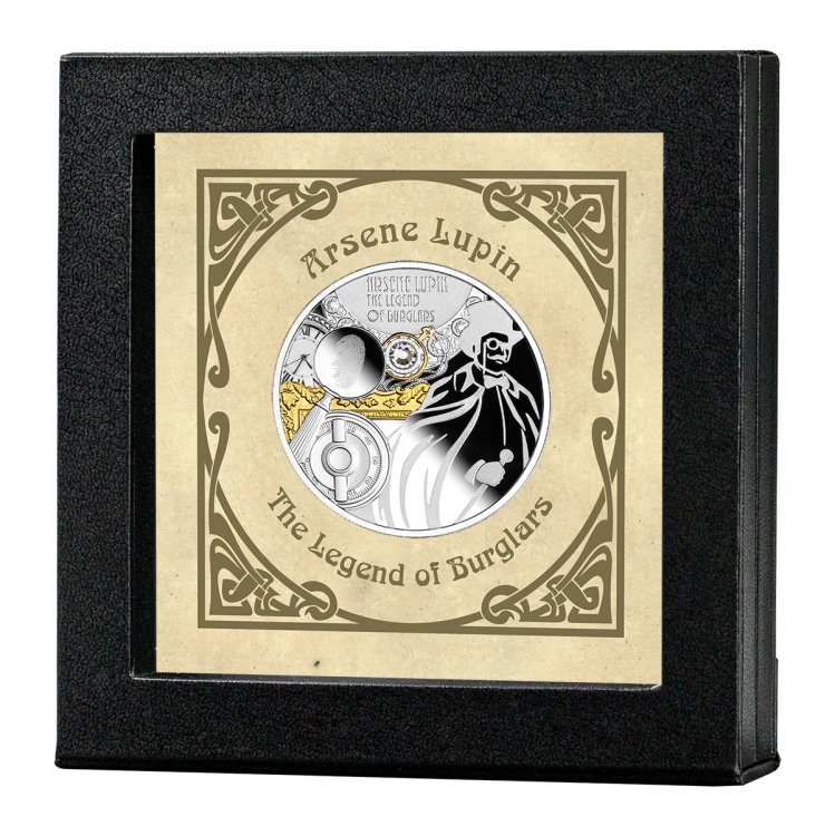 Srebrna moneta 1000 CFA Arsene Lupin ramka