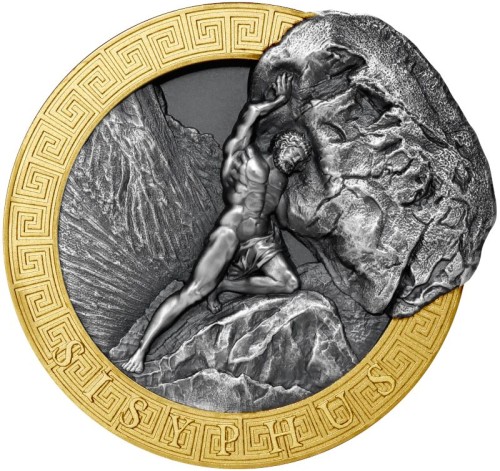 Srebrna moneta 5$ Syzyf, Seria: Mitologia