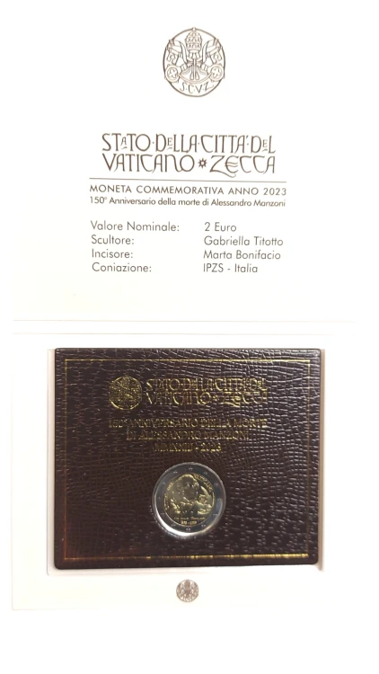 Moneta kolekcjonerska 2€ ALESSANDRO MANZONI Watykan BU