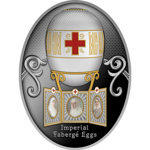 Srebrna moneta Jajo czerwonego krzyża, Seria: Jaja Faberge rewers