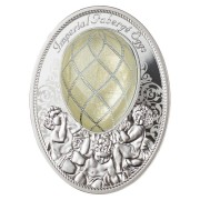 Srebrna moneta Jajo z diamentową kratką, Seria: Jaja Faberge rewers