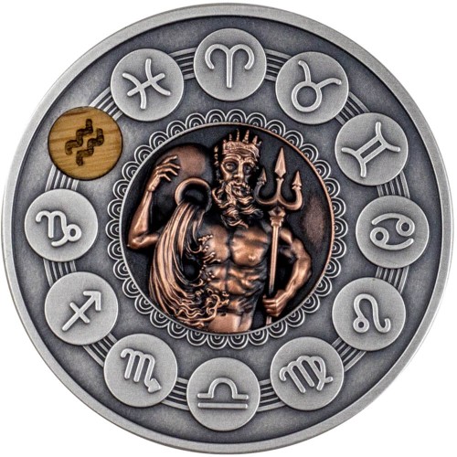 Srebrna moneta Znaki Zodiaku: Wodnik rewers