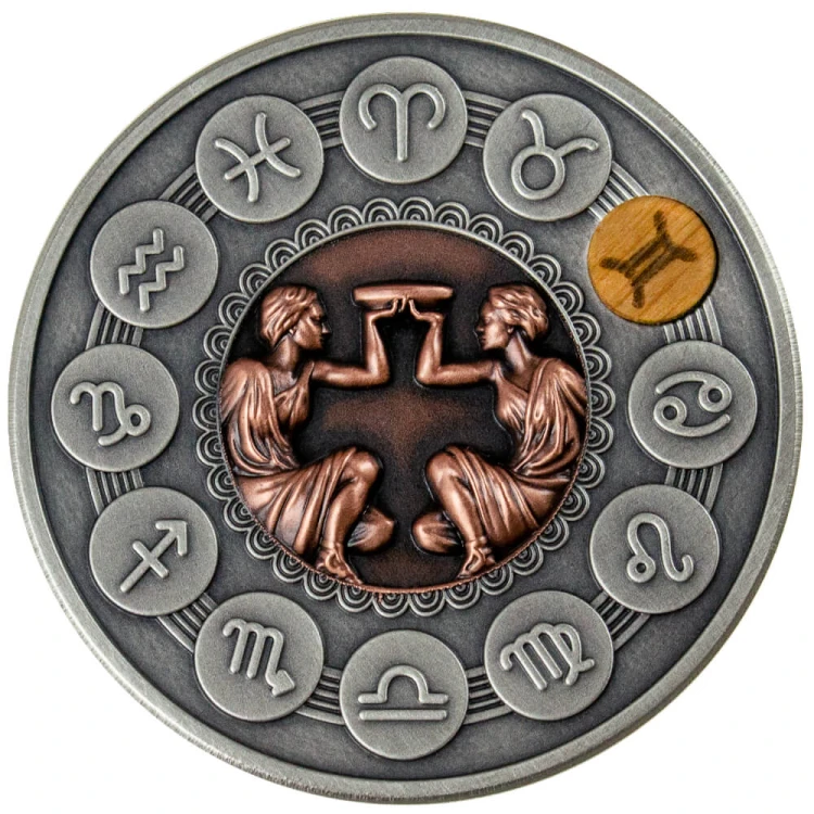 Srebrna moneta Znaki Zodiaku: Bliźnięta rewers