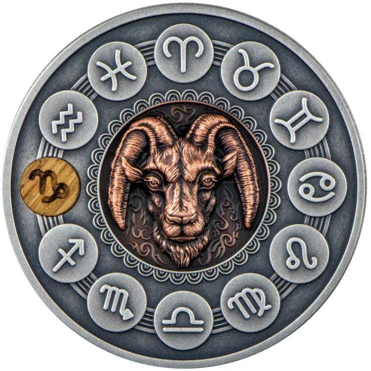 Srebrna moneta Znaki Zodiaku: Koziorożec rewers