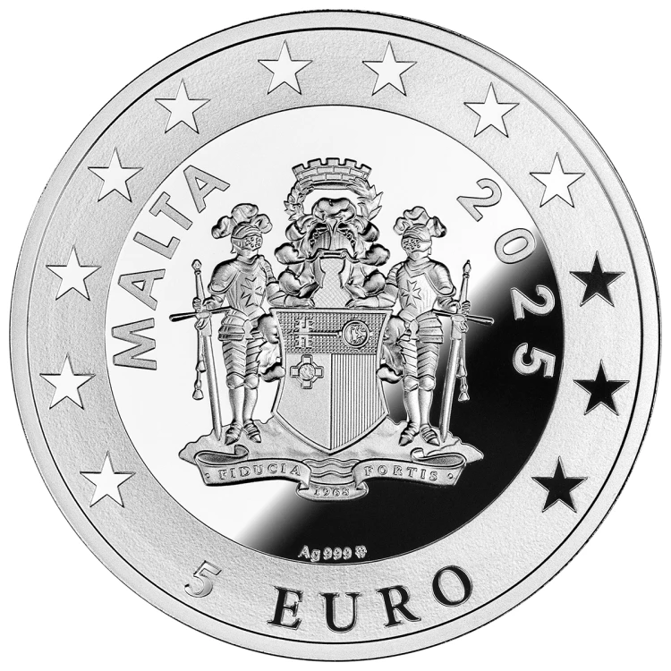 5 euro, Majolika – Wenus z Amorem płynący na delfinach, Srebrna moneta