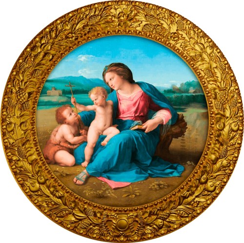 Srebrna moneta 500 CFA Rafael Santi Alba Madonna rewers