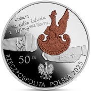 Srebrna moneta 50 zł 85. rocznica zbrodni katyńskiej awers