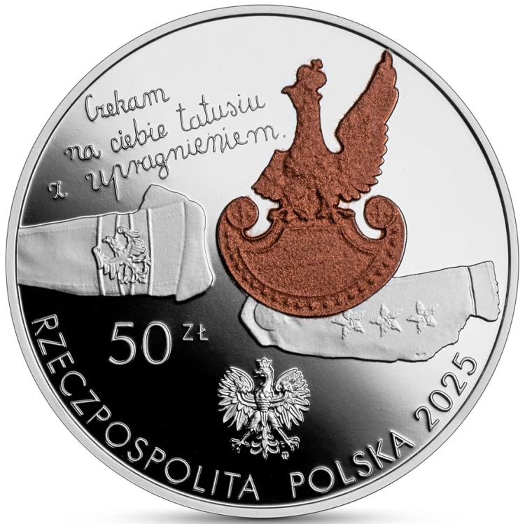 Srebrna moneta 50 zł 85. rocznica zbrodni katyńskiej awers