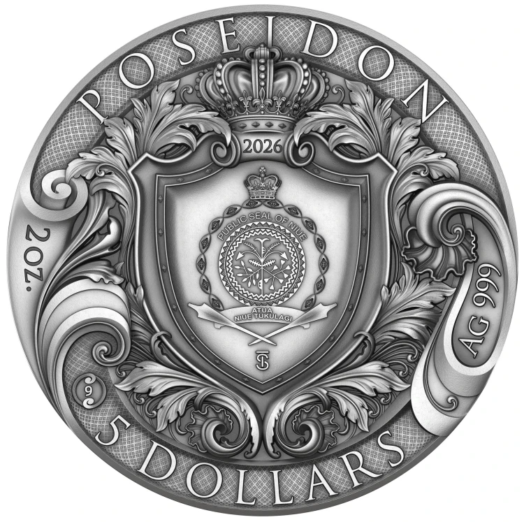 Moneta kolekcjonerska Poseidon – mitologia grecka, artystyczna moneta premium