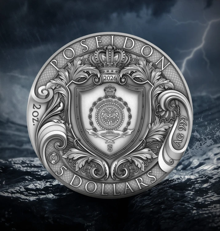 Moneta kolekcjonerska Poseidon – mitologia grecka, artystyczna moneta premium