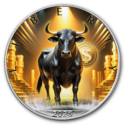 1 $, Amerykański Orzeł, Byk, Srebrna moneta, rewers
