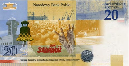 Banknot kolekcjonerski 20 zł Lech Kaczyński strona odwrotna