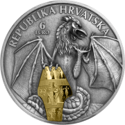 Srebrna moneta 6 Euro Smoki z Trsatu rewers