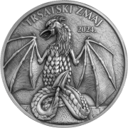 Srebrna moneta 6 Euro Smoki z Trsatu awers