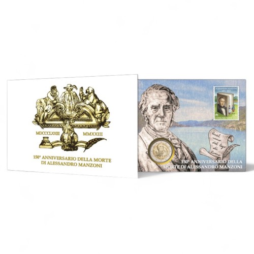 2 € Alessandro Manzoni, Okładka filatelistyczno-numizmatyczna, Watykan, 2023