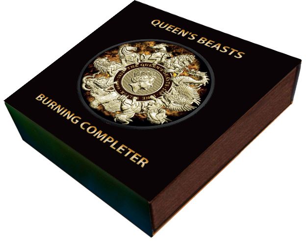 Srebrna moneta 5£ Płonący Completer etui