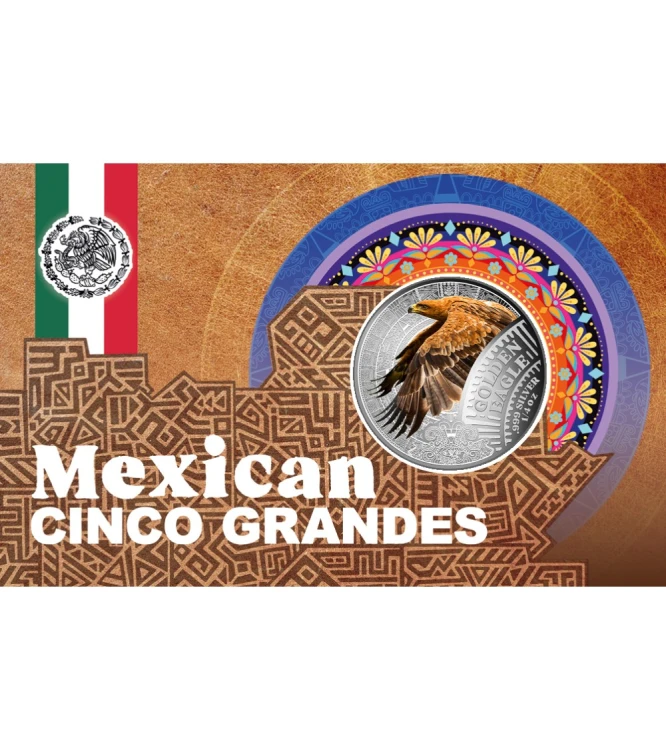 Cameroon 2026 - Mexican Cinco Grandes Golden Eagle Ag999 1/4 oz Coin in Card