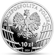 Srebrna moneta kolekcjonerska 10 zł Wyklęci przez komunistów żołnierze niezłomni – Henryk Flame „Bartek” awers