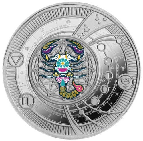 500 franków CFA, Skorpion, Seria: Znaki Zodiaku, Srebrna moneta