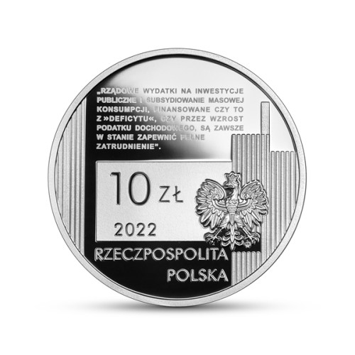 Srebrna moneta 10 zł Michał Kalecki awers