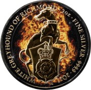Srebrna moneta 5£ Płonący Biały Chart z Richmond rewers