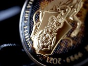Srebrna moneta 5£ Płonący Biały Chart z Richmond rewers detal2