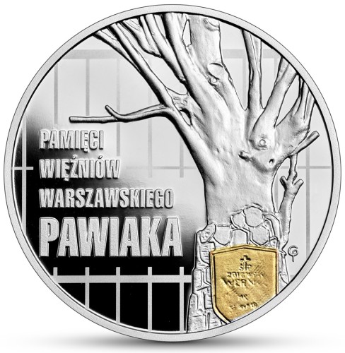 Srebrna moneta 10 zł Pamięci więźniów warszawskiego Pawiaka rewers