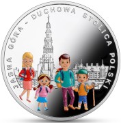 Srebrna moneta kolekcjonerska NBP 10 zł W Polskę wierzę – Jasna Góra – duchowa stolica Polski rewers