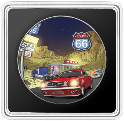 1 $, ROUTE 66, Seria: Słynne trasy Ameryki, Srebrna moneta