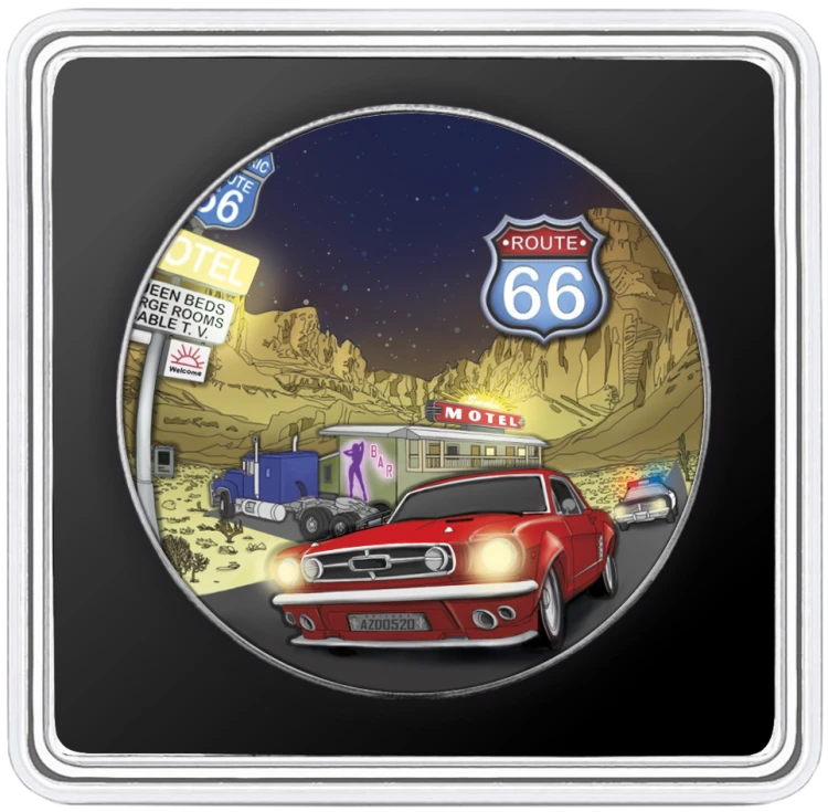 1 $, ROUTE 66, Seria: Słynne trasy Ameryki, Srebrna moneta