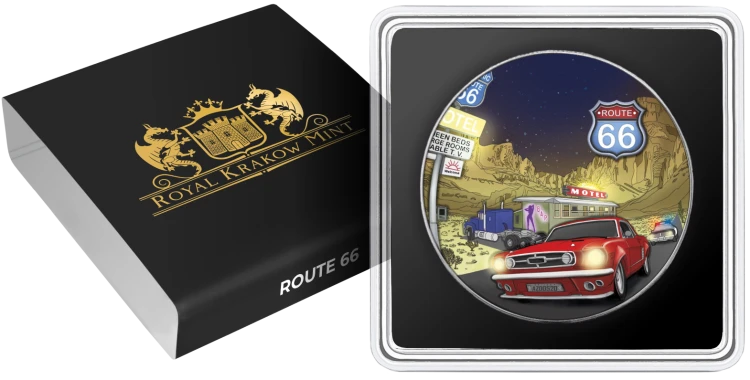 1 $, ROUTE 66, Seria: Słynne trasy Ameryki, Srebrna moneta