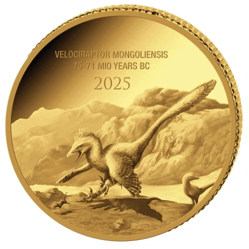 0,5 g, Velociraptor mongoliensis , Seria: Prehistoric Life, Złota moneta, 2025