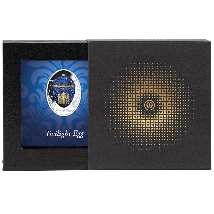 Srebrna moneta 1$ Jajo nocne, Seria: Jaja Faberge etui