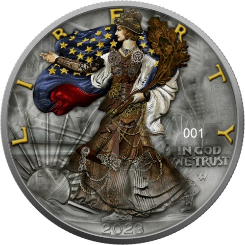 Srebrna moneta 1 oz Amerykański Orzeł Steam Punk rewers