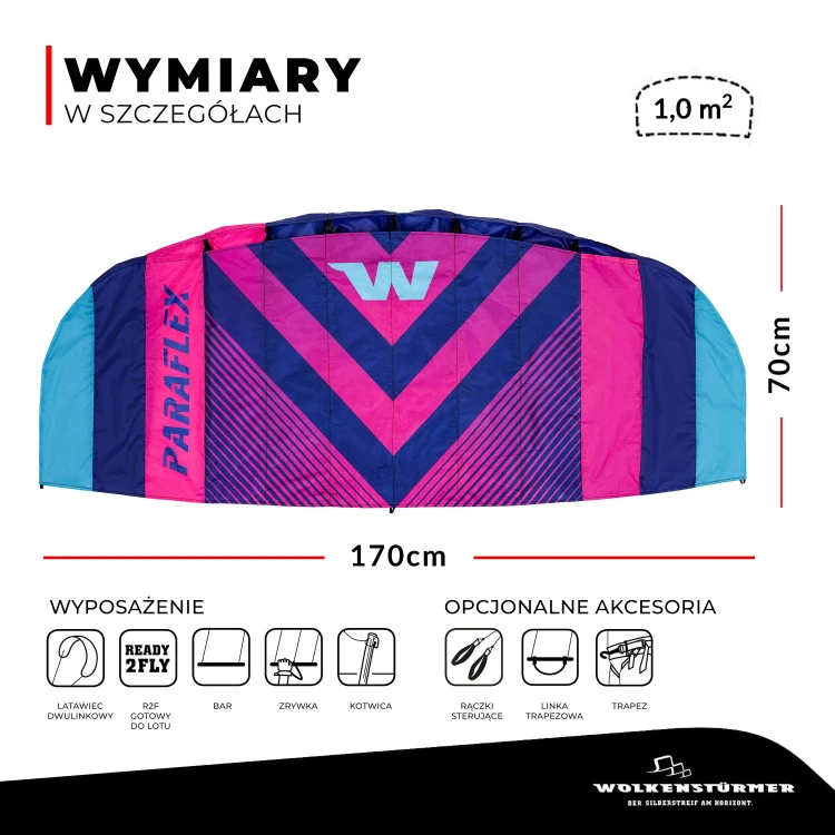 Latawiec treningowy z barem WOLKENSTÜRMER PARAFLEX SPORT 2026
