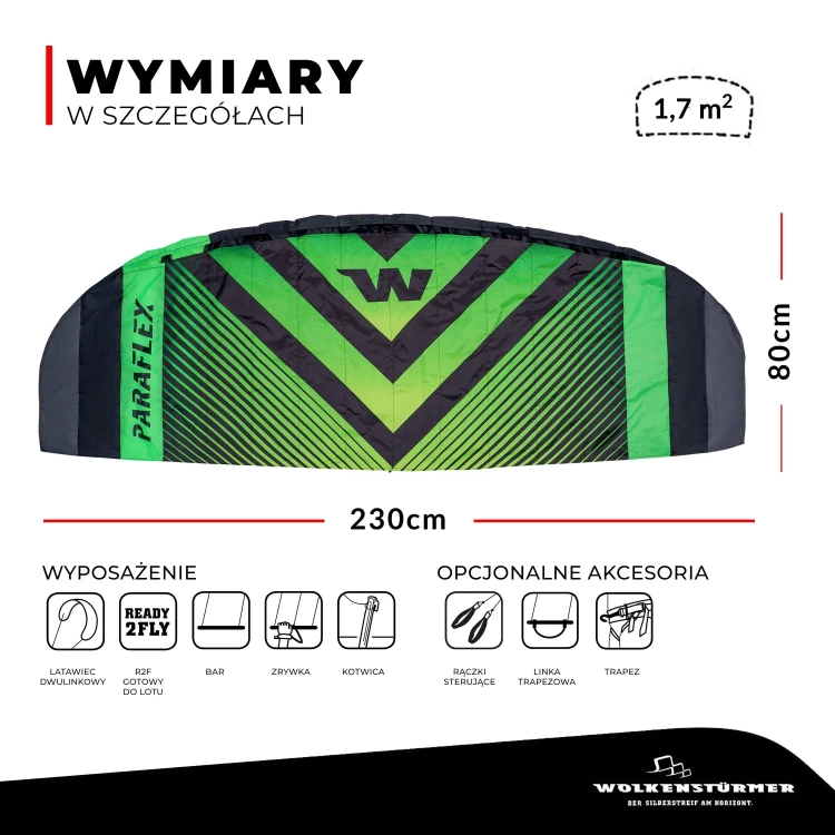 Latawiec treningowy z barem WOLKENSTÜRMER PARAFLEX SPORT 2026